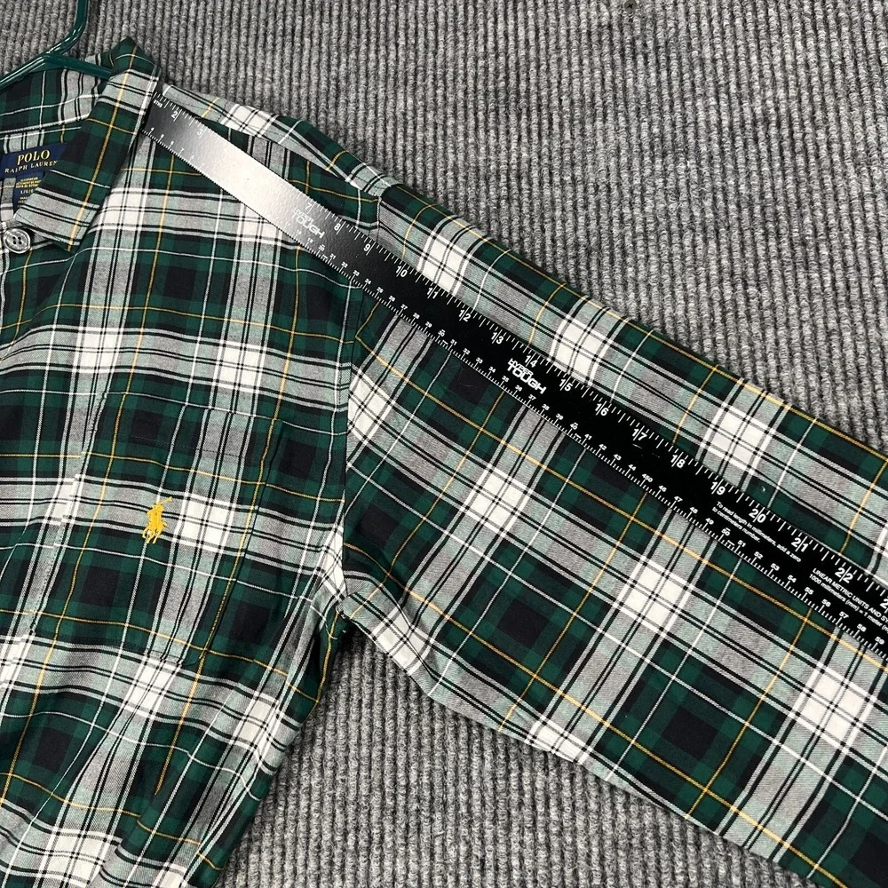 Polo Ralph Lauren Mens Sleep Shirt Large Green Plaid Long Sleeve Button Down - Picture 12 of 16